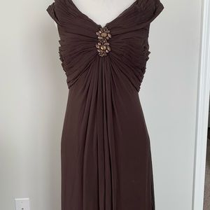 TADASHI SHOJI- long jewel Brown formal dress or wedding-Size-6
